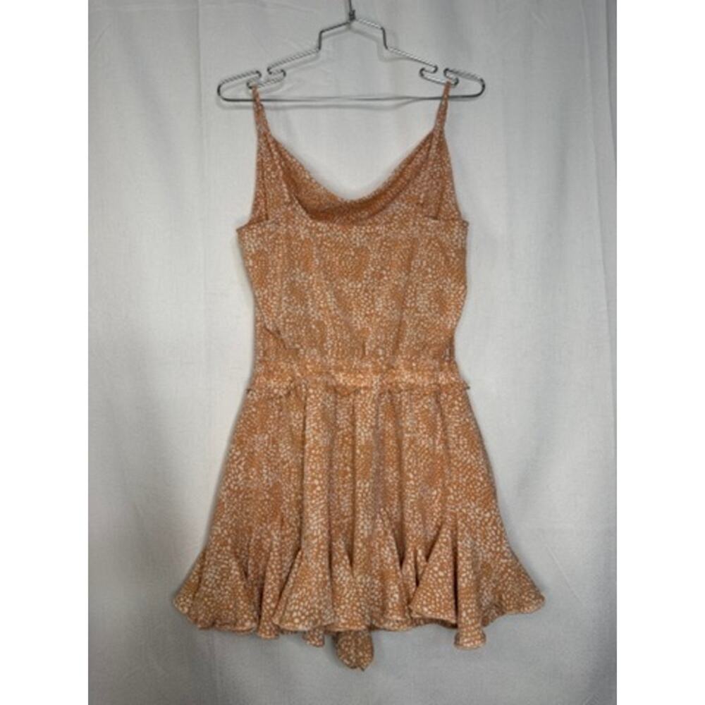 412. Entro Pebble Print Tiered Romper Tan White Size L - Picture 2 of 9